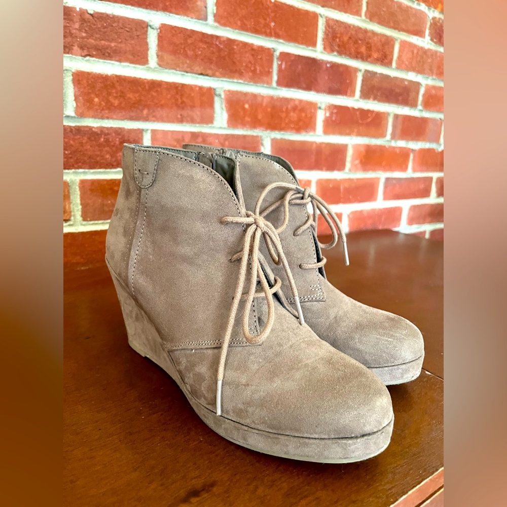 Wedge lace up booties